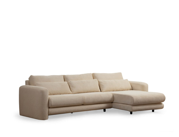 Ecksofa mit Chaiselongue Rechts, 3-Sitzer, aus Stoff, Lily Beige (3)