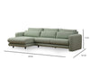 Ecksofa mit Chaiselongue Links, 3-Sitzer, aus Stoff, Lily Grün (6)