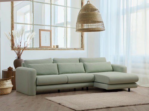 Ecksofa mit Chaiselongue Rechts, 3-Sitzer, aus Stoff, Lily Grün