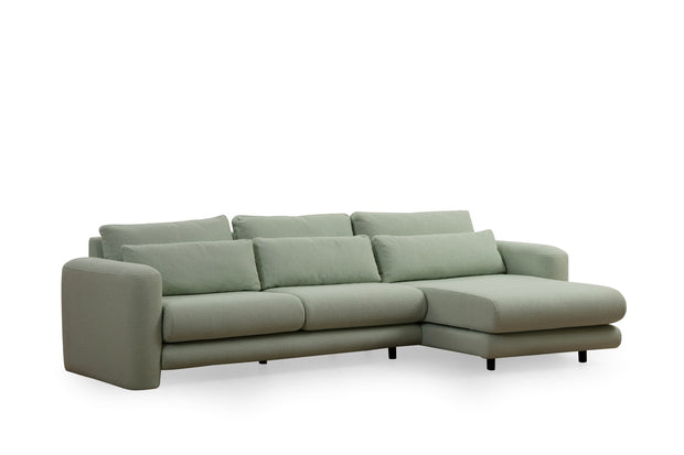 Ecksofa mit Chaiselongue Rechts, 3-Sitzer, aus Stoff, Lily Grün (4)