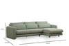 Ecksofa mit Chaiselongue Rechts, 3-Sitzer, aus Stoff, Lily Grün (6)