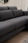 Ecksofa mit Chaiselongue Rechts, 3-Sitzer, aus Stoff, Lily Grau (4)