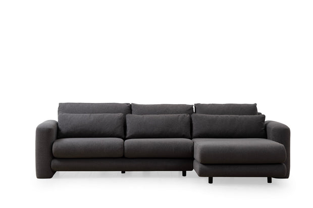 Ecksofa mit Chaiselongue Rechts, 3-Sitzer, aus Stoff, Lily Grau (6)