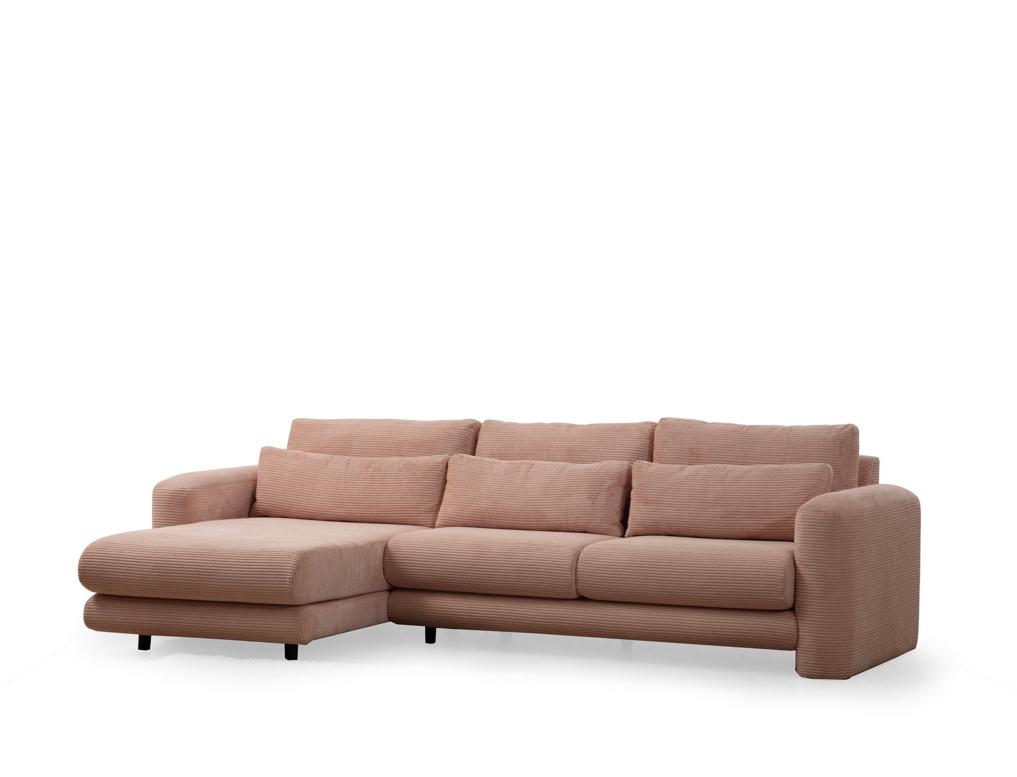 Ecksofa mit Chaiselongue Rechts, 3-Sitzer, aus Stoff, Lily Rosa (4)