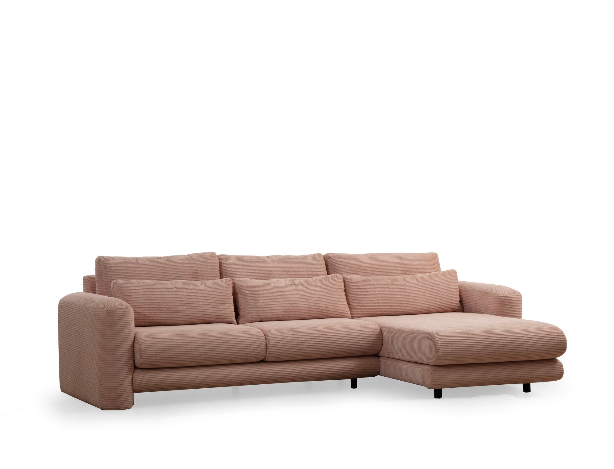 Ecksofa mit Chaiselongue Rechts, 3-Sitzer, aus Stoff, Lily Rosa (4)