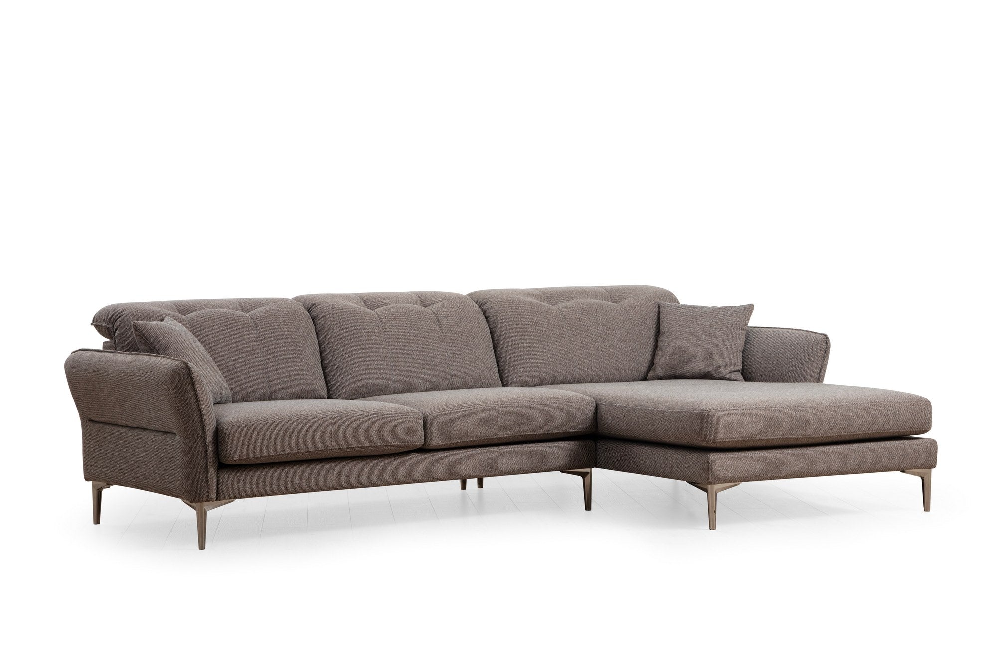 Ecksofa mit Chaiselongue Rechts, 3-Sitzer, aus Stoff, Costor Grau (4)