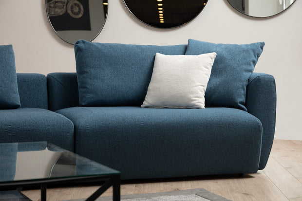 Ecksofa mit Chaiselongue Links, 3-Sitzer, aus Stoff, Maya L1 Blau (1)