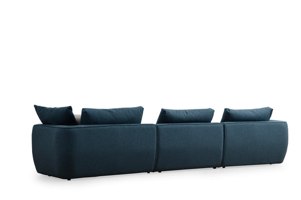 Ecksofa mit Chaiselongue Links, 3-Sitzer, aus Stoff, Maya L1 Blau (3)