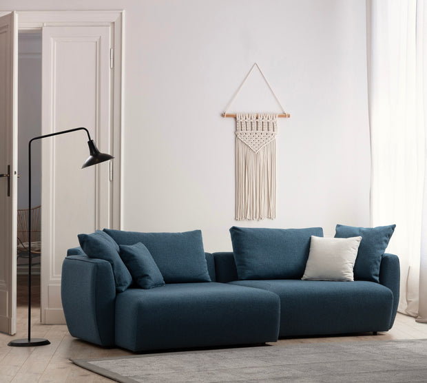 Ecksofa mit Chaiselongue Links, 3-Sitzer, aus Stoff, Maya S1 Blau