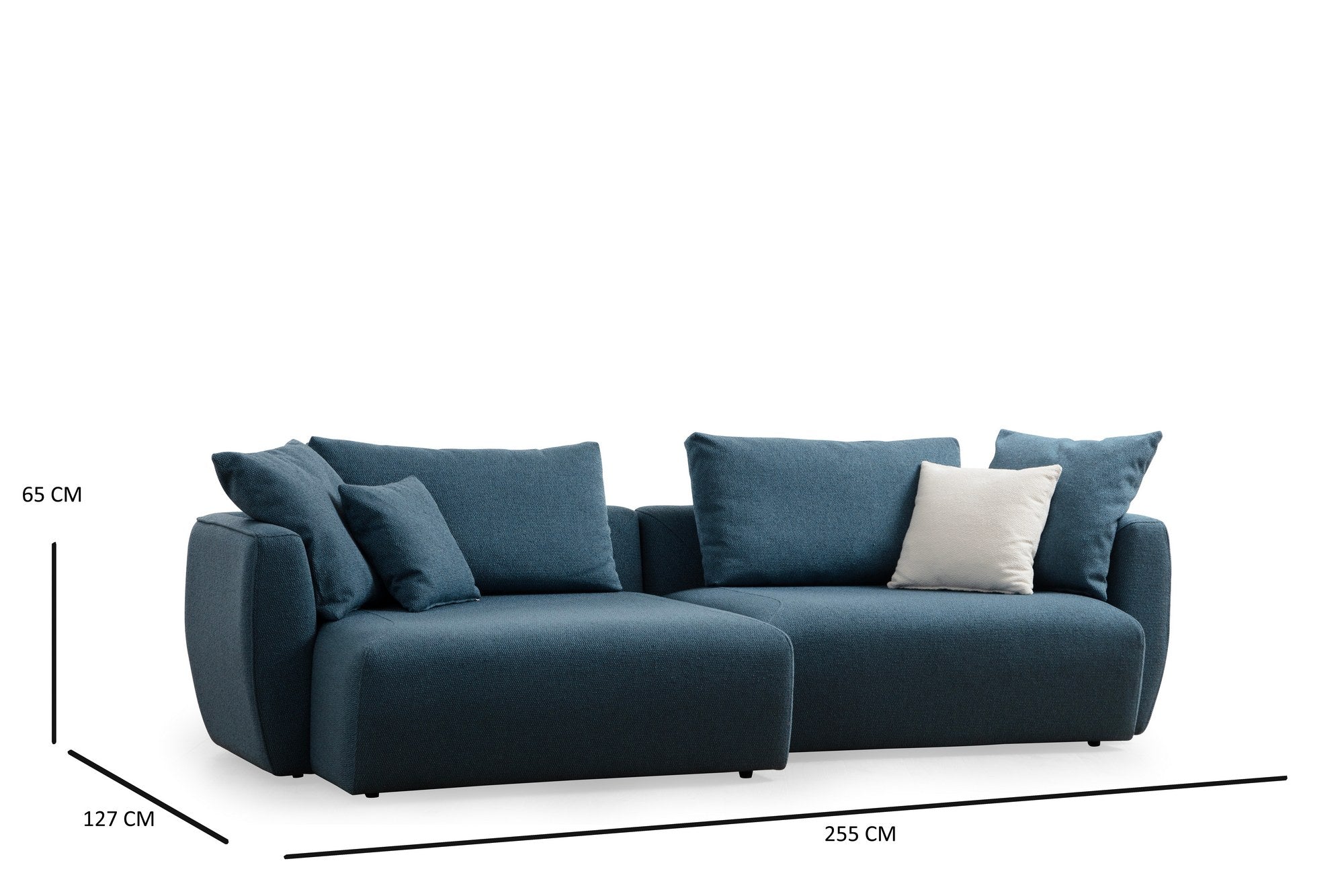 Ecksofa mit Chaiselongue Links, 3-Sitzer, aus Stoff, Maya S1 Blau (4)