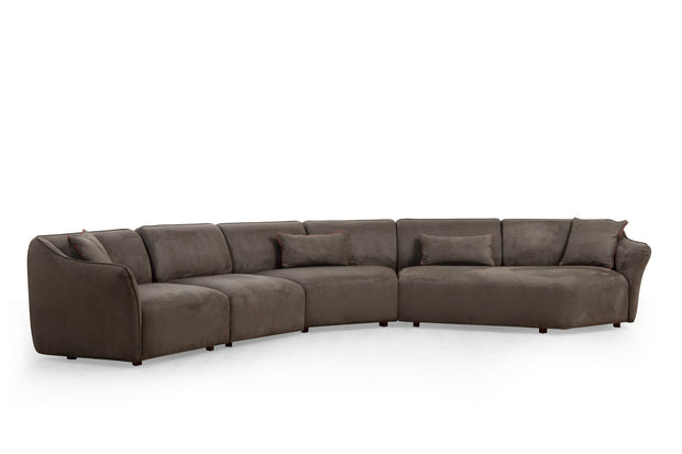 Ecksofa Symmetrisch, 6-Sitzer, aus Stoff, Mentis 1 Braun (3)