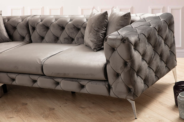 Ecksofa mit Chaiselongue Rechts, 5-Sitzer, aus Stoff, Como Anthrazit (2)