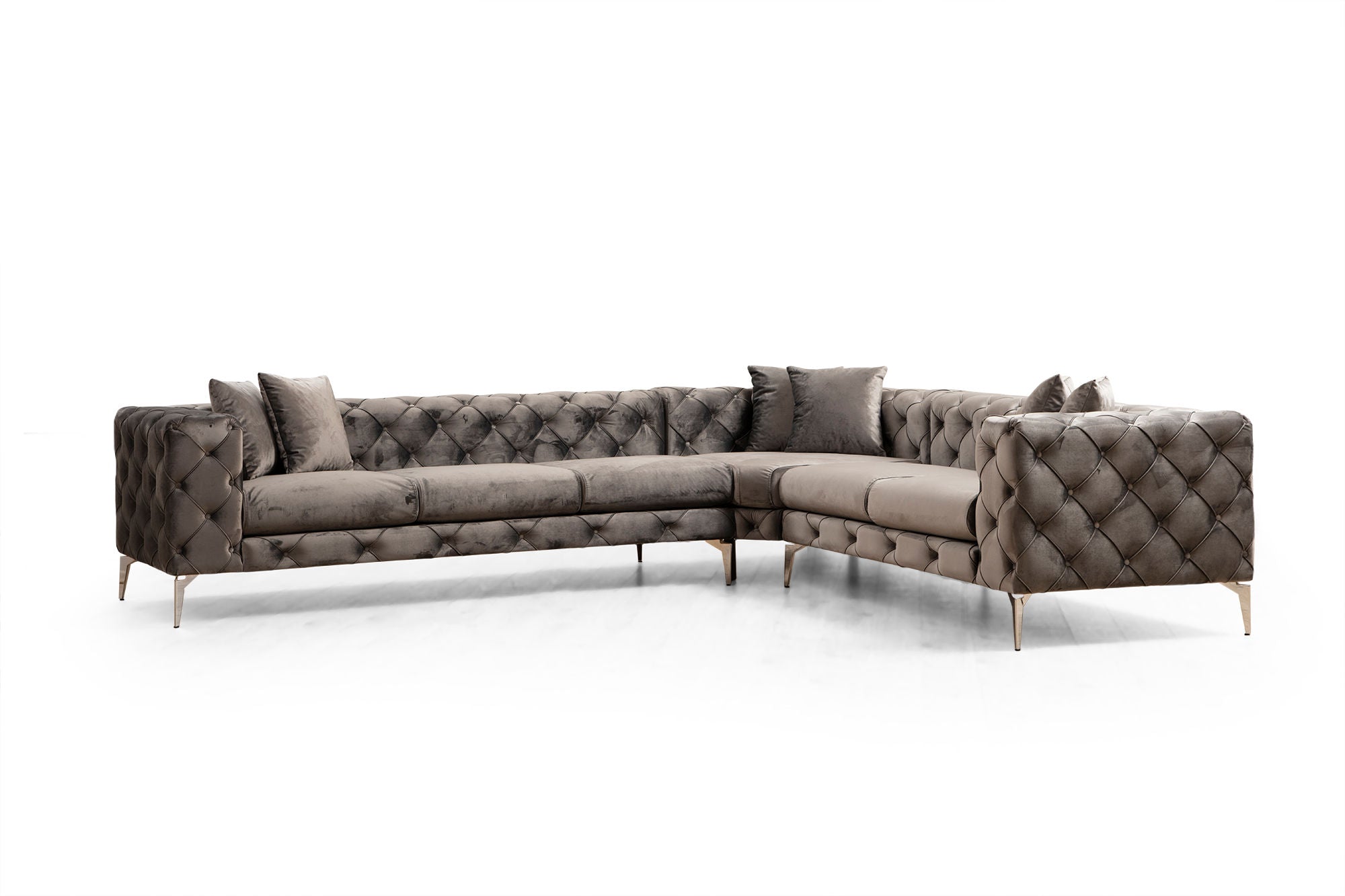 Ecksofa mit Chaiselongue Rechts, 5-Sitzer, aus Stoff, Como Anthrazit (4)