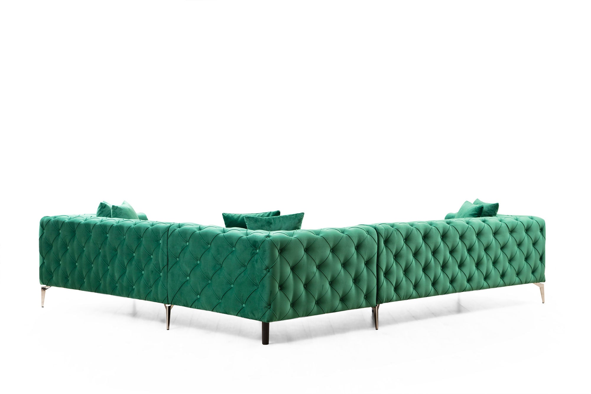 Ecksofa mit Chaiselongue Links, 5-Sitzer, aus Stoff, Como Grün (6)