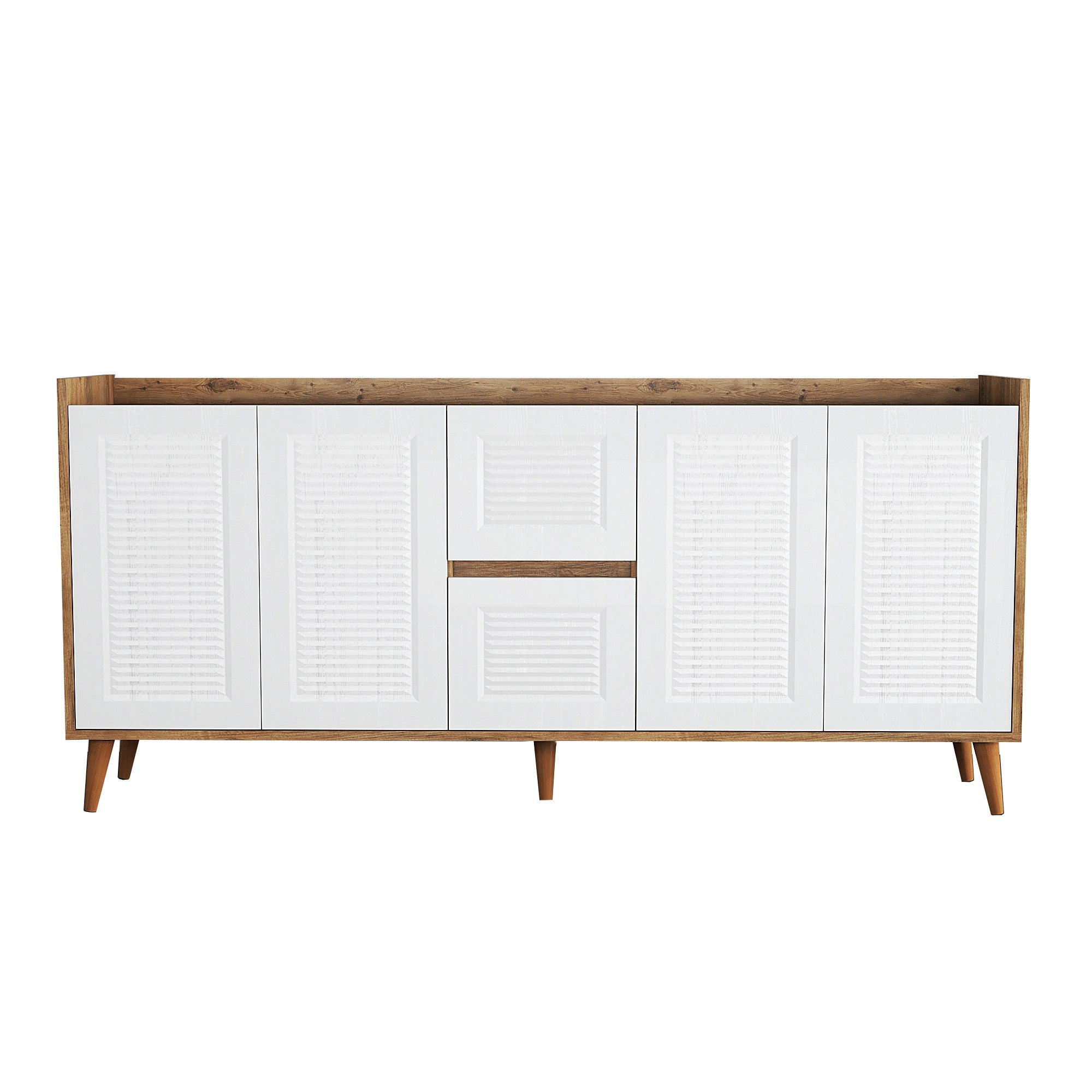 Sideboard mit 2 schubladen und 4 türen, Sidelya 4 Weiß (4)