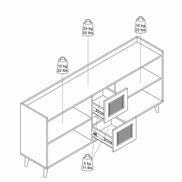 Sideboard mit 2 schubladen und 4 türen, Sidelya 4 Weiß (7)