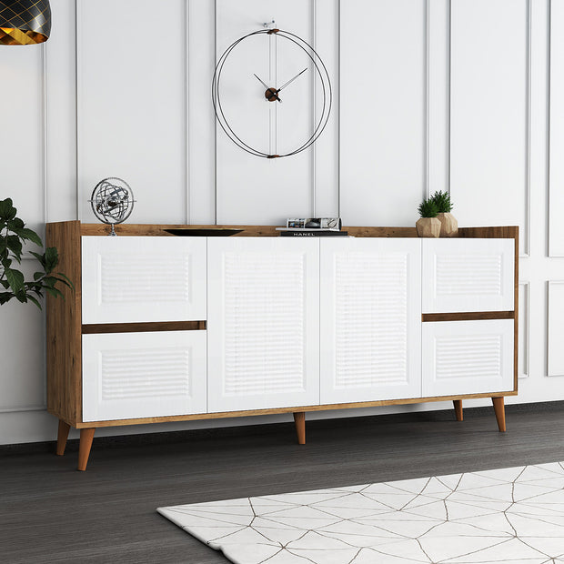 Sideboard mit 4 schubladen und 2 türen, Tiredu 2 Weiß (2)