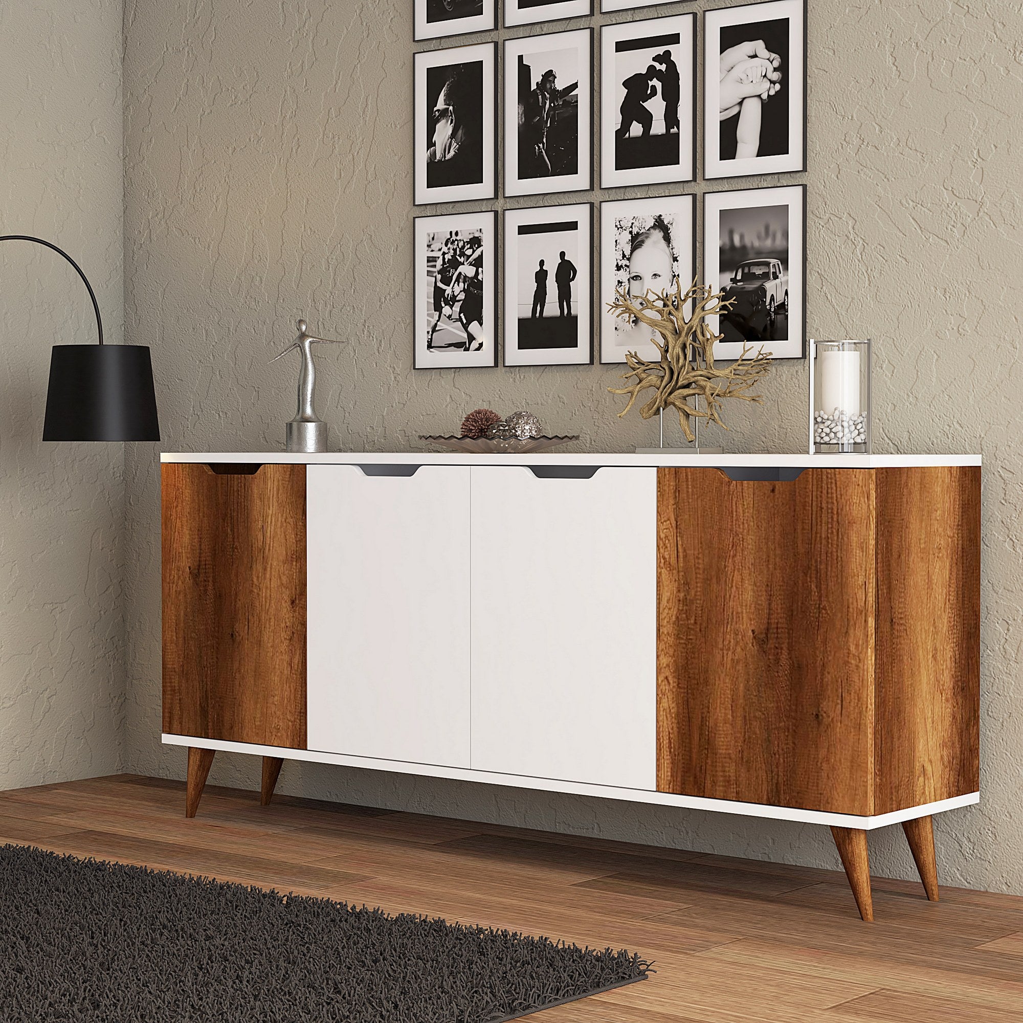 Sideboard mit 4 türen, Balerin Weiß