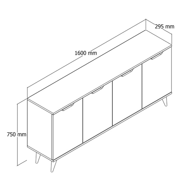 Sideboard mit 4 türen, Balerin Weiß (3)