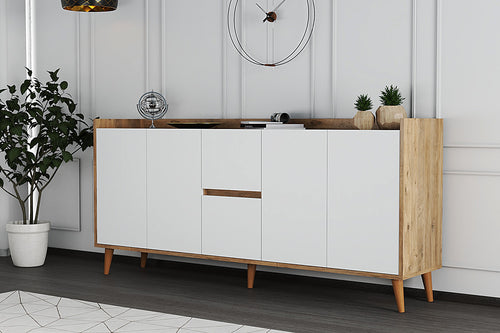 Sideboard mit 2 schubladen und 4 türen, Anite Weiß