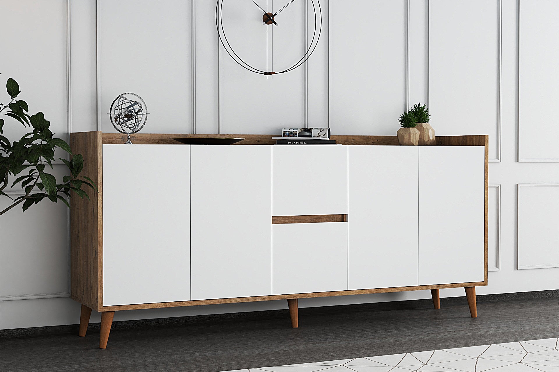 Sideboard mit 2 schubladen und 4 türen, Anite Weiß (2)