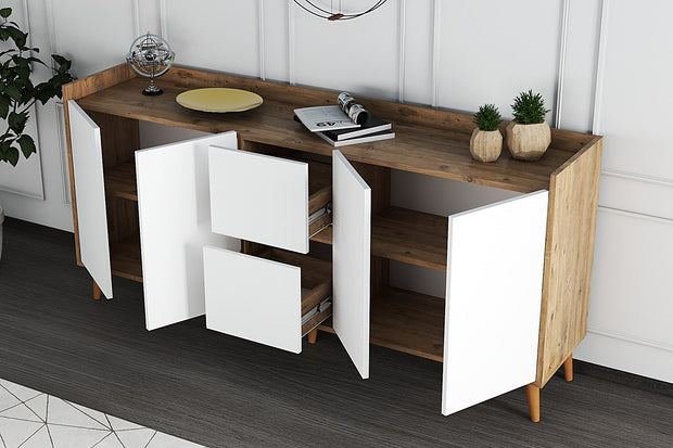 Sideboard mit 2 schubladen und 4 türen, Anite Weiß (3)