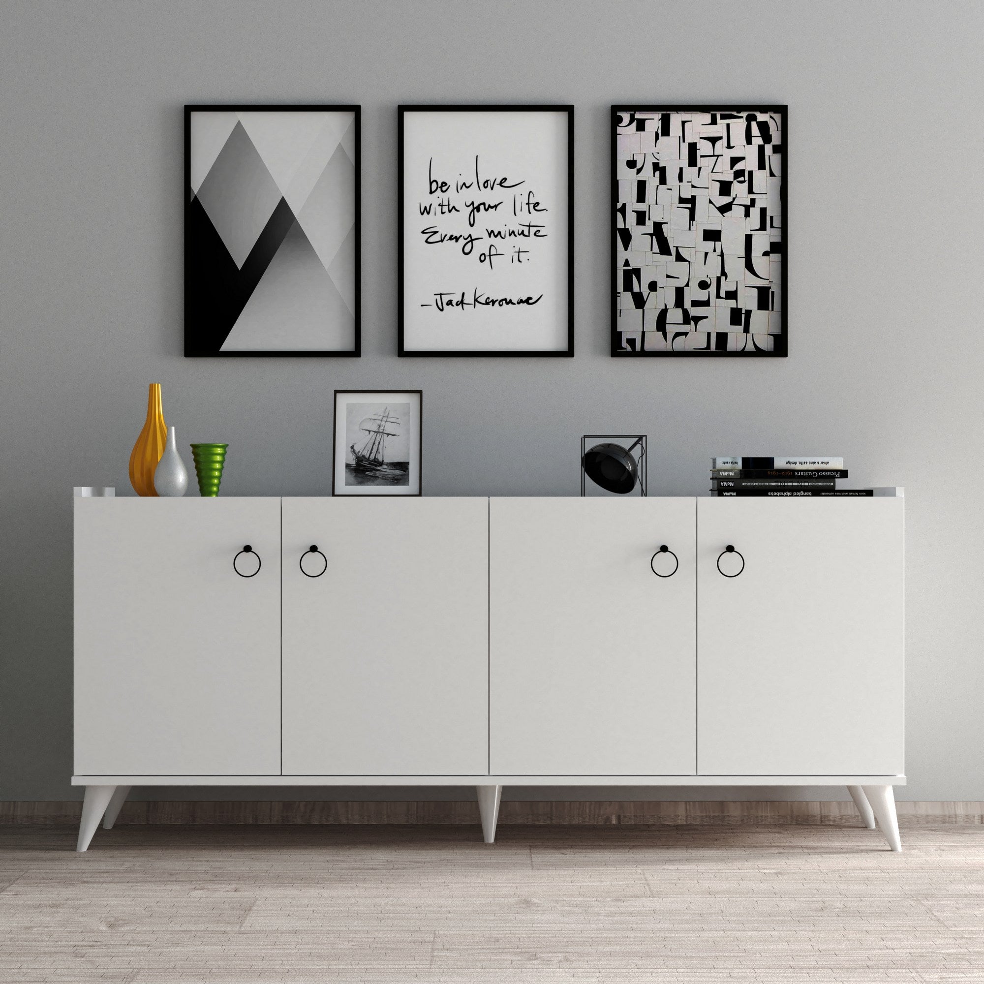 Sideboard mit 4 türen, Karol 0101 Weiß