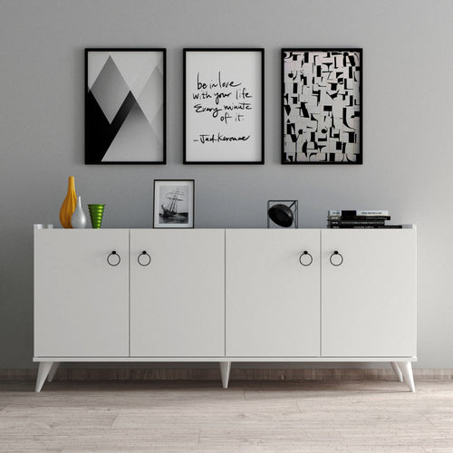 Sideboard mit 4 türen, Karol 0101 Weiß