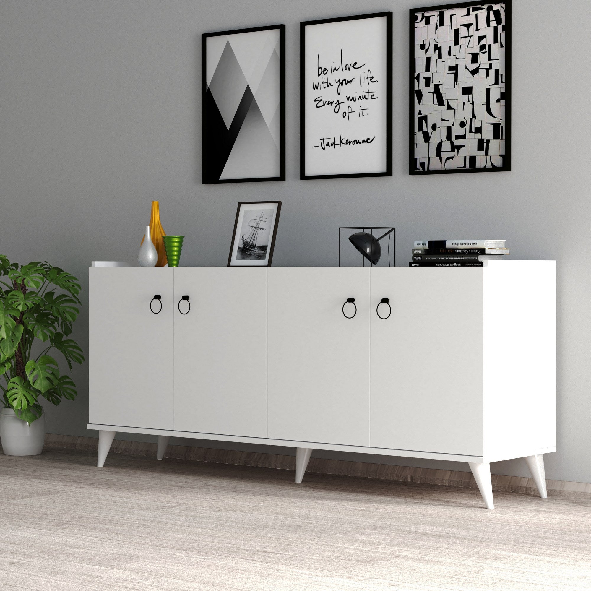 Sideboard mit 4 türen, Karol 0101 Weiß (1)