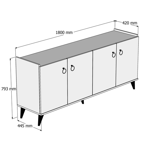 Sideboard mit 4 türen, Karol 0101 Weiß (3)