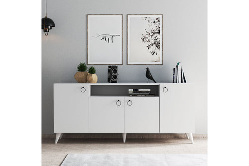 Sideboard mit 4 türen, Karol 0201 Weiß