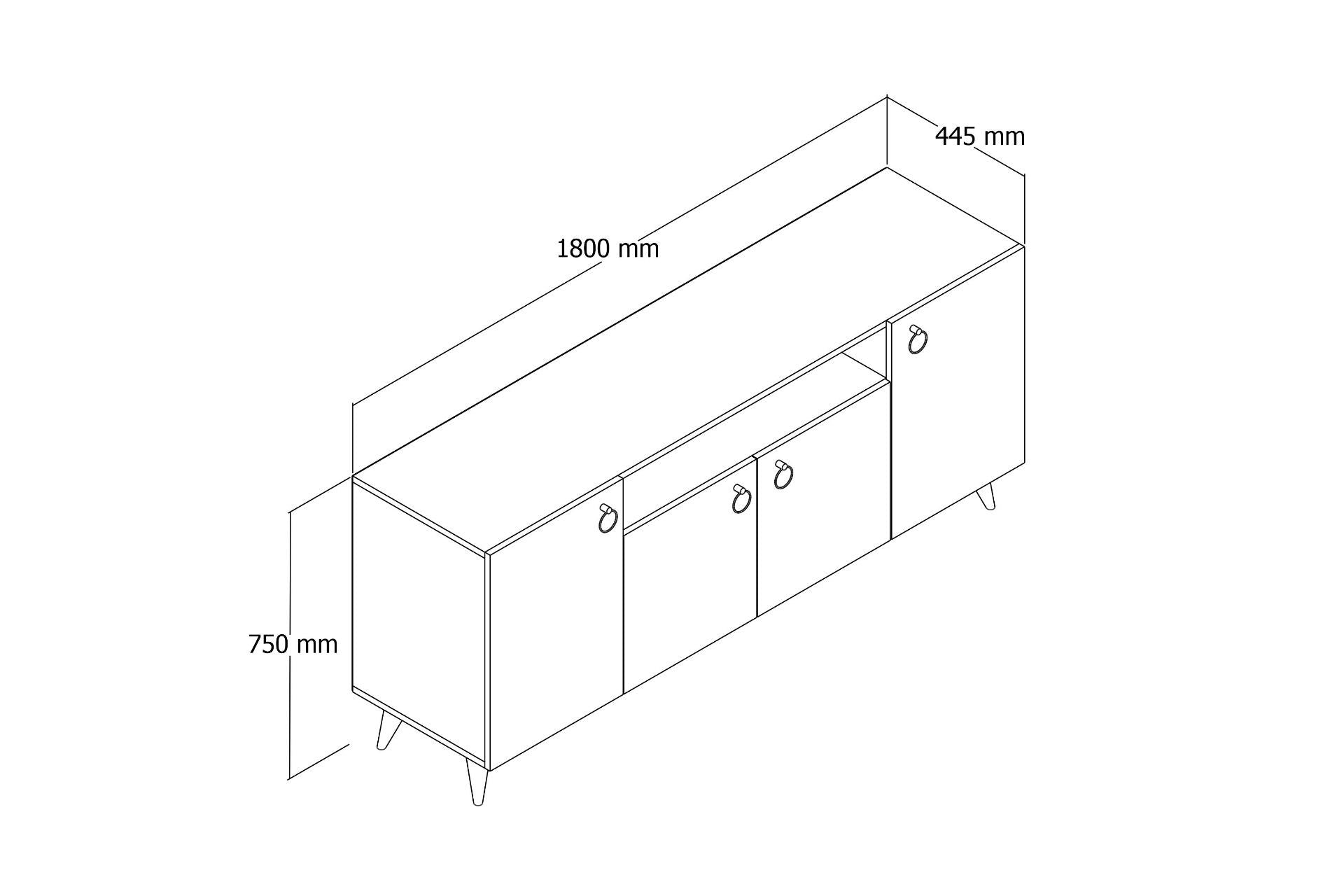 Sideboard mit 4 türen, Karol 0201 Weiß (3)