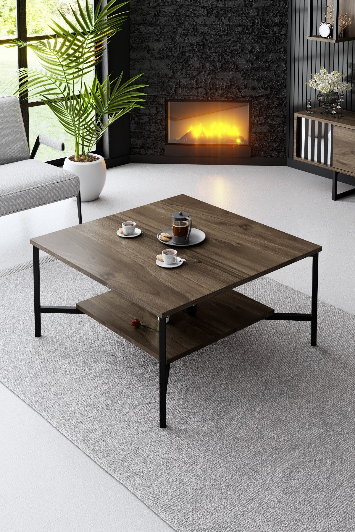 Couchtisch Black Line Nussbaum