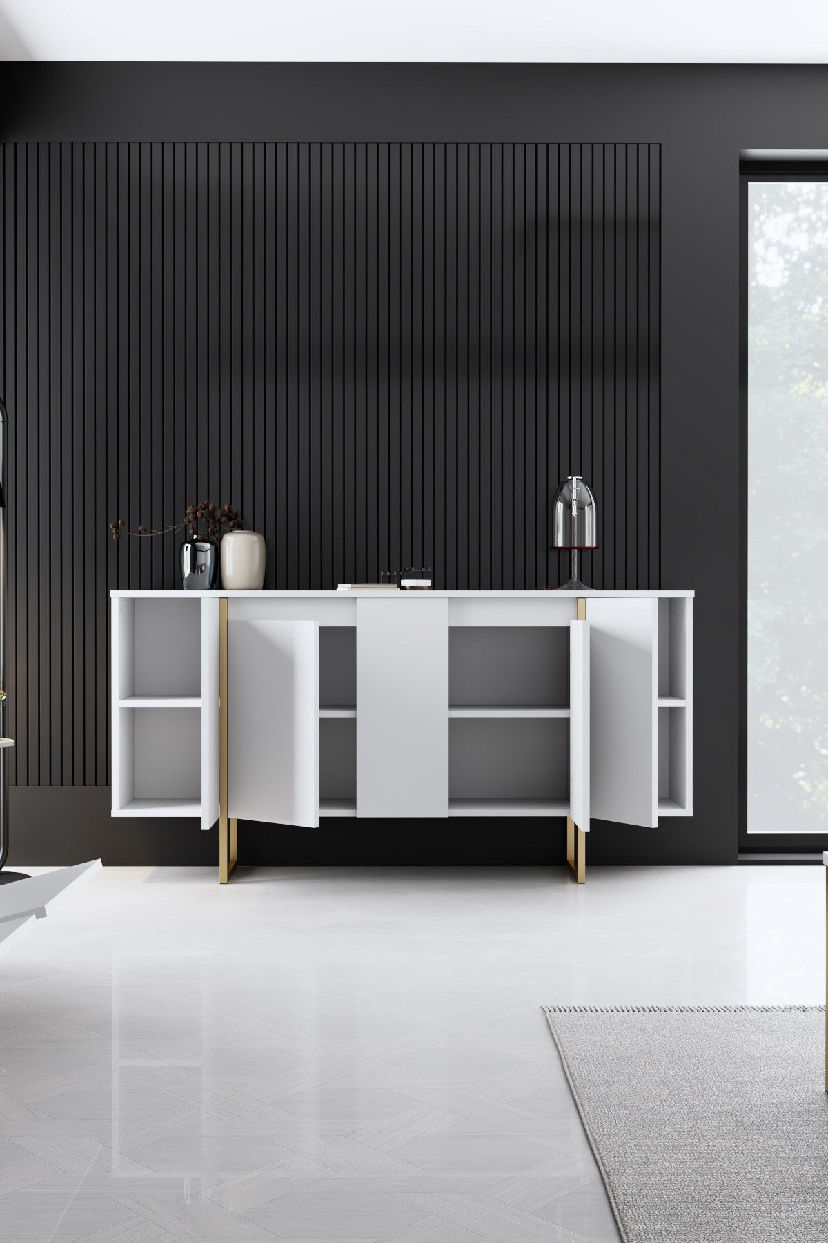 Sideboard mit 4 türen, Luxe Weiß (4)