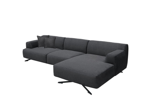 Ecksofa mit Chaiselongue Rechts, 4-Sitzer, aus Stoff, Maria Grau (3)