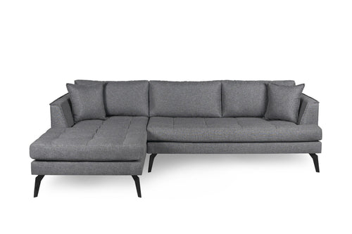 Ecksofa mit Chaiselongue Links, 4-Sitzer, aus Stoff, Bobo Grau (1)