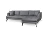 Ecksofa mit Chaiselongue Rechts, 4-Sitzer, aus Stoff, Bobo Grau (2)