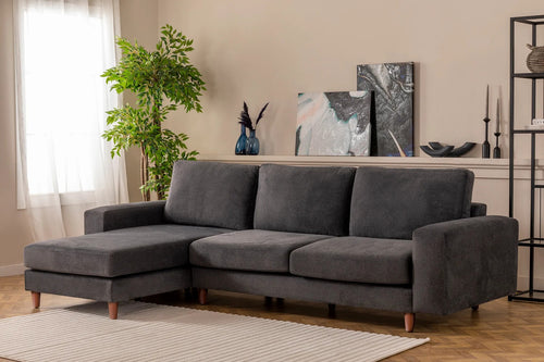 Ecksofa mit Chaiselongue Links, 4-Sitzer, aus Stoff, Berlin Anthrazit