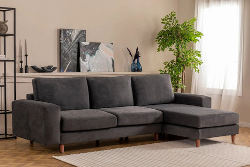 Ecksofa mit Chaiselongue Rechts, 4-Sitzer, aus Stoff, Berlin Anthrazit