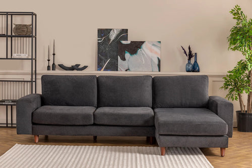 Ecksofa mit Chaiselongue Rechts, 4-Sitzer, aus Stoff, Berlin Anthrazit (1)