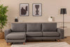 Ecksofa mit Chaiselongue Links, 4-Sitzer, aus Stoff, Berlin Grau (3)