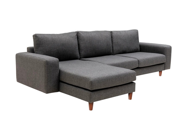 Ecksofa mit Chaiselongue Links, 4-Sitzer, aus Stoff, Berlin Grau (6)