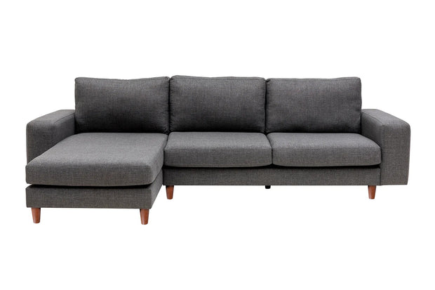 Ecksofa mit Chaiselongue Links, 4-Sitzer, aus Stoff, Berlin Grau (7)