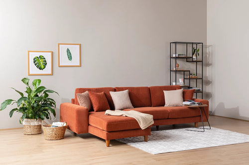 Ecksofa mit Chaiselongue Links, 4-Sitzer, aus Stoff, Berlin Rost