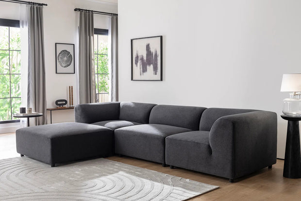 Ecksofa mit Chaiselongue Links, 4-Sitzer, aus Stoff, Alpha Anthrazit