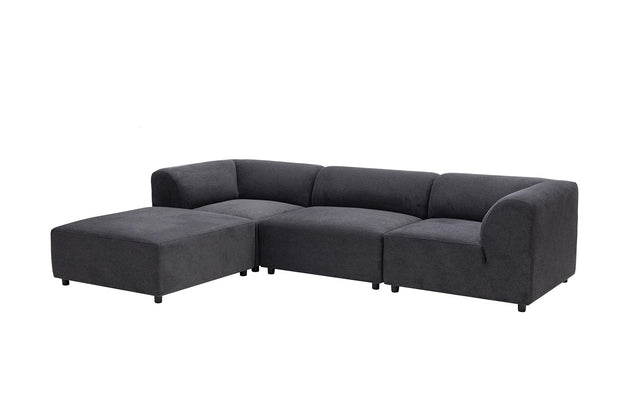 Ecksofa mit Chaiselongue Links, 4-Sitzer, aus Stoff, Alpha Anthrazit (3)