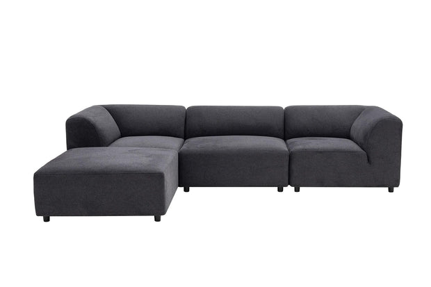 Ecksofa mit Chaiselongue Links, 4-Sitzer, aus Stoff, Alpha Anthrazit (4)