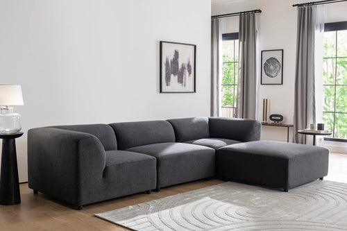 Ecksofa mit Chaiselongue Rechts, 4-Sitzer, aus Stoff, Alpha Anthrazit