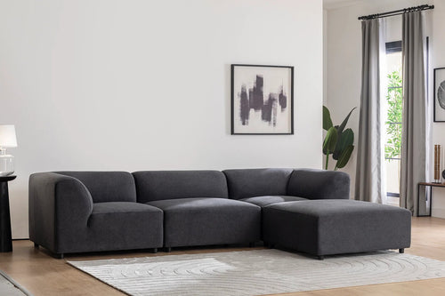 Ecksofa mit Chaiselongue Rechts, 4-Sitzer, aus Stoff, Alpha Anthrazit (1)