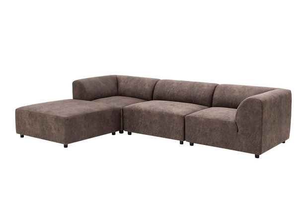 Ecksofa mit Chaiselongue Links, 4-Sitzer, aus Stoff, Alpha Braun (5)